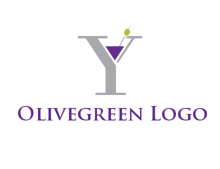 wine with olive inside letter Y logo