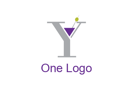 wine with olive inside letter Y logo