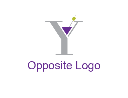 wine with olive inside letter Y logo