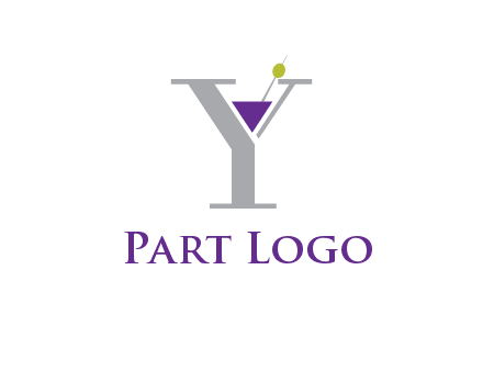 wine with olive inside letter Y logo