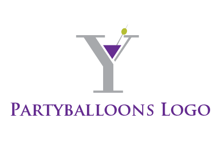 wine with olive inside letter Y logo