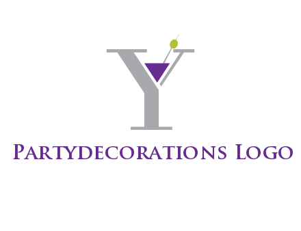 wine with olive inside letter Y logo