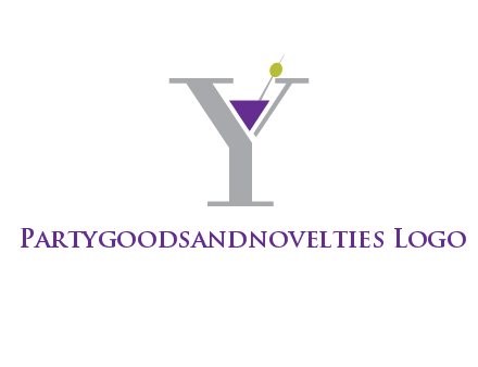 wine with olive inside letter Y logo