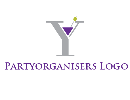 wine with olive inside letter Y logo