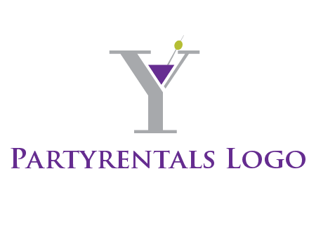 wine with olive inside letter Y logo