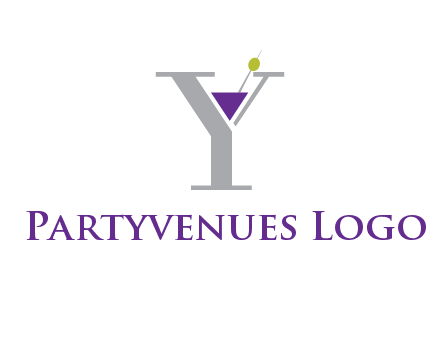 wine with olive inside letter Y logo