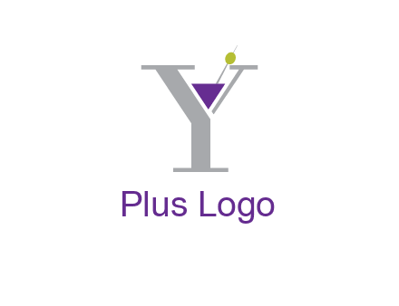 wine with olive inside letter Y logo