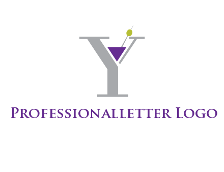 wine with olive inside letter Y logo