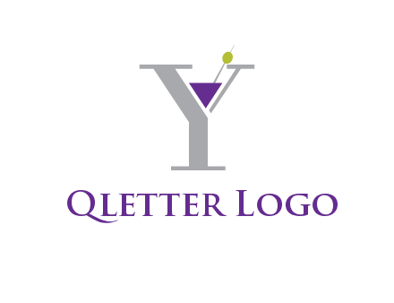 wine with olive inside letter Y logo