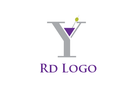 wine with olive inside letter Y logo