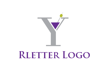 wine with olive inside letter Y logo