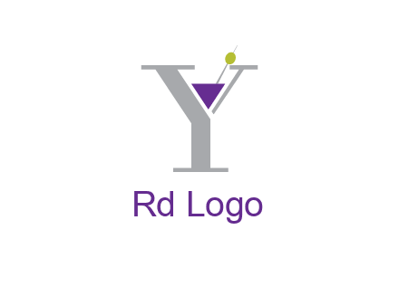wine with olive inside letter Y logo