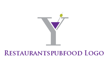 wine with olive inside letter Y logo