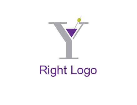 wine with olive inside letter Y logo