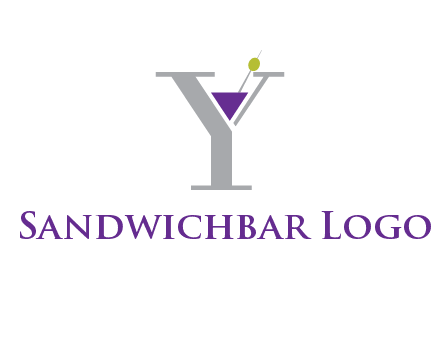 wine with olive inside letter Y logo