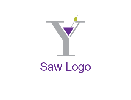wine with olive inside letter Y logo