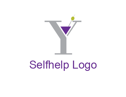 wine with olive inside letter Y logo
