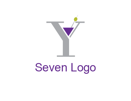 wine with olive inside letter Y logo