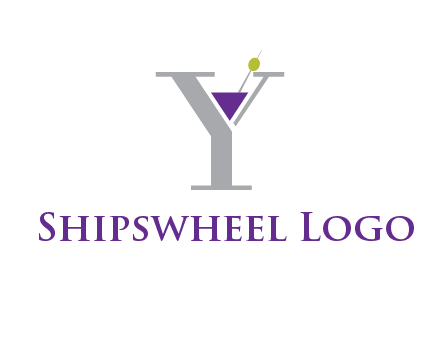 wine with olive inside letter Y logo