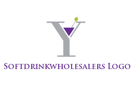 wine with olive inside letter Y logo