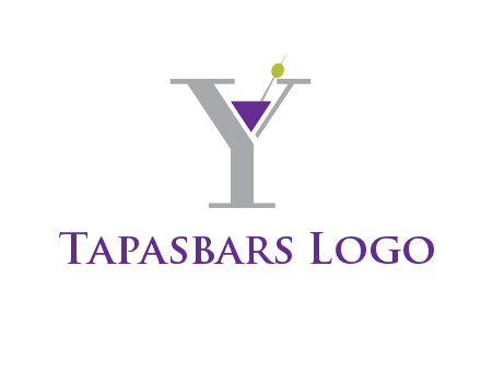wine with olive inside letter Y logo