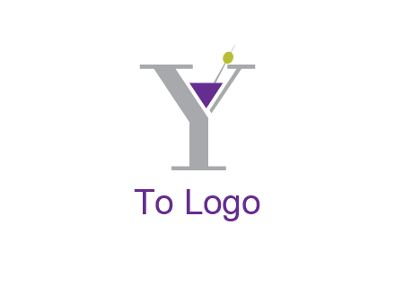 wine with olive inside letter Y logo