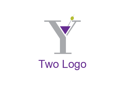 wine with olive inside letter Y logo