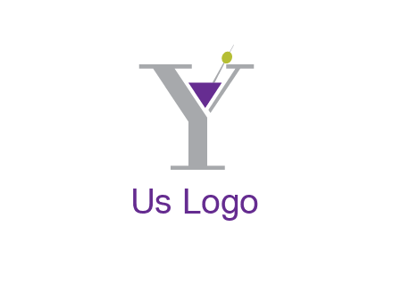 wine with olive inside letter Y logo