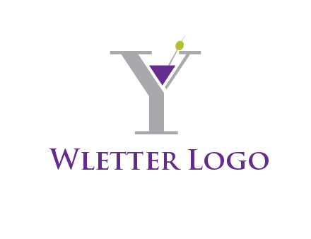 wine with olive inside letter Y logo