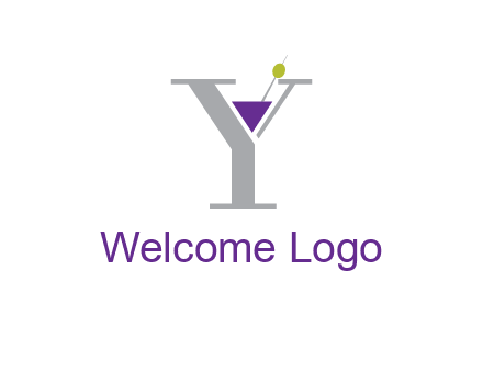 wine with olive inside letter Y logo