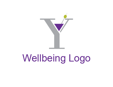 wine with olive inside letter Y logo