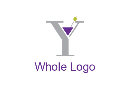 wine with olive inside letter Y logo