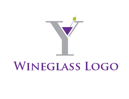 wine with olive inside letter Y logo