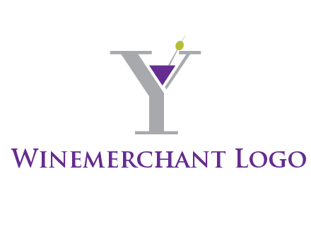 wine with olive inside letter Y logo