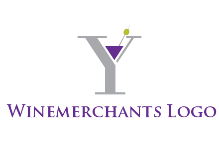 wine with olive inside letter Y logo