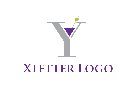 wine with olive inside letter Y logo
