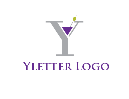 wine with olive inside letter Y logo