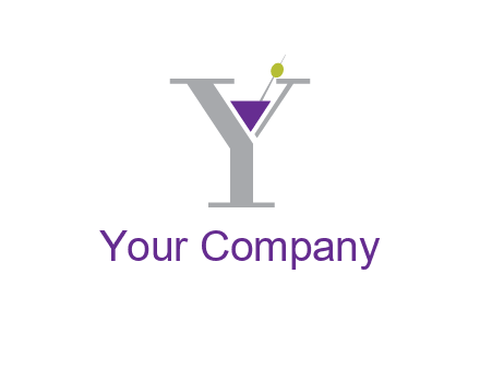 wine with olive inside letter Y logo