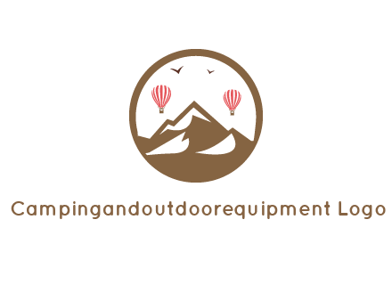 travel logo with hot air balloons over mountains
