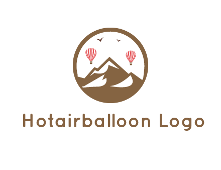 travel logo with hot air balloons over mountains