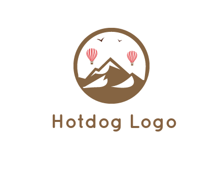 travel logo with hot air balloons over mountains