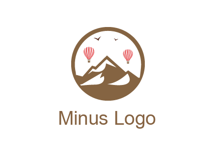 travel logo with hot air balloons over mountains