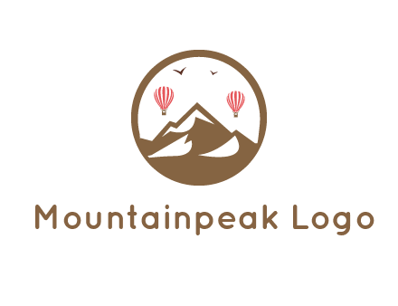 travel logo with hot air balloons over mountains