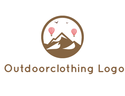 travel logo with hot air balloons over mountains