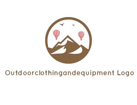 travel logo with hot air balloons over mountains