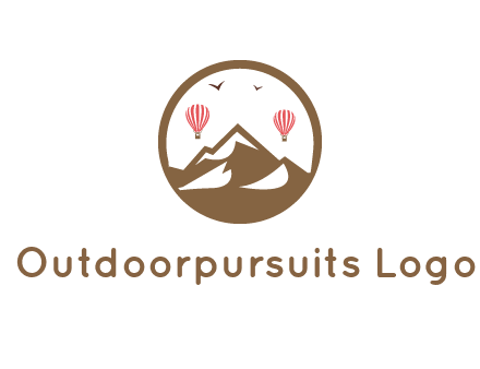 travel logo with hot air balloons over mountains
