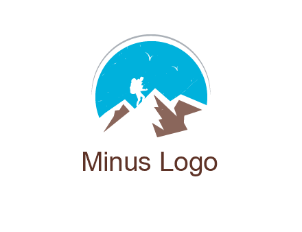 hiker climbing mountains logo
