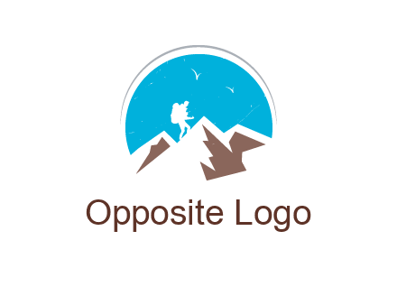 hiker climbing mountains logo