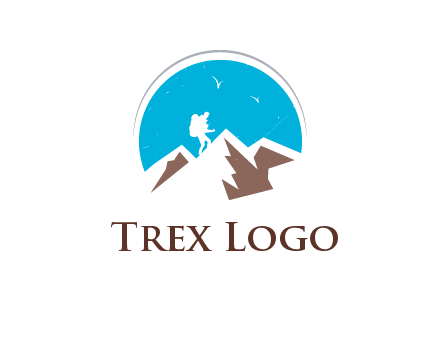 hiker climbing mountains logo