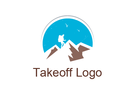 hiker climbing mountains logo